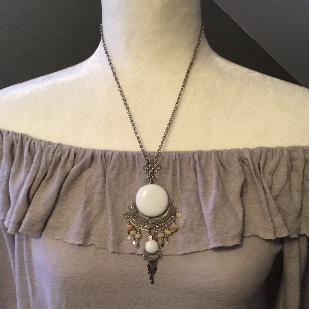 Handcrafted Stone Statement Necklace - image 1